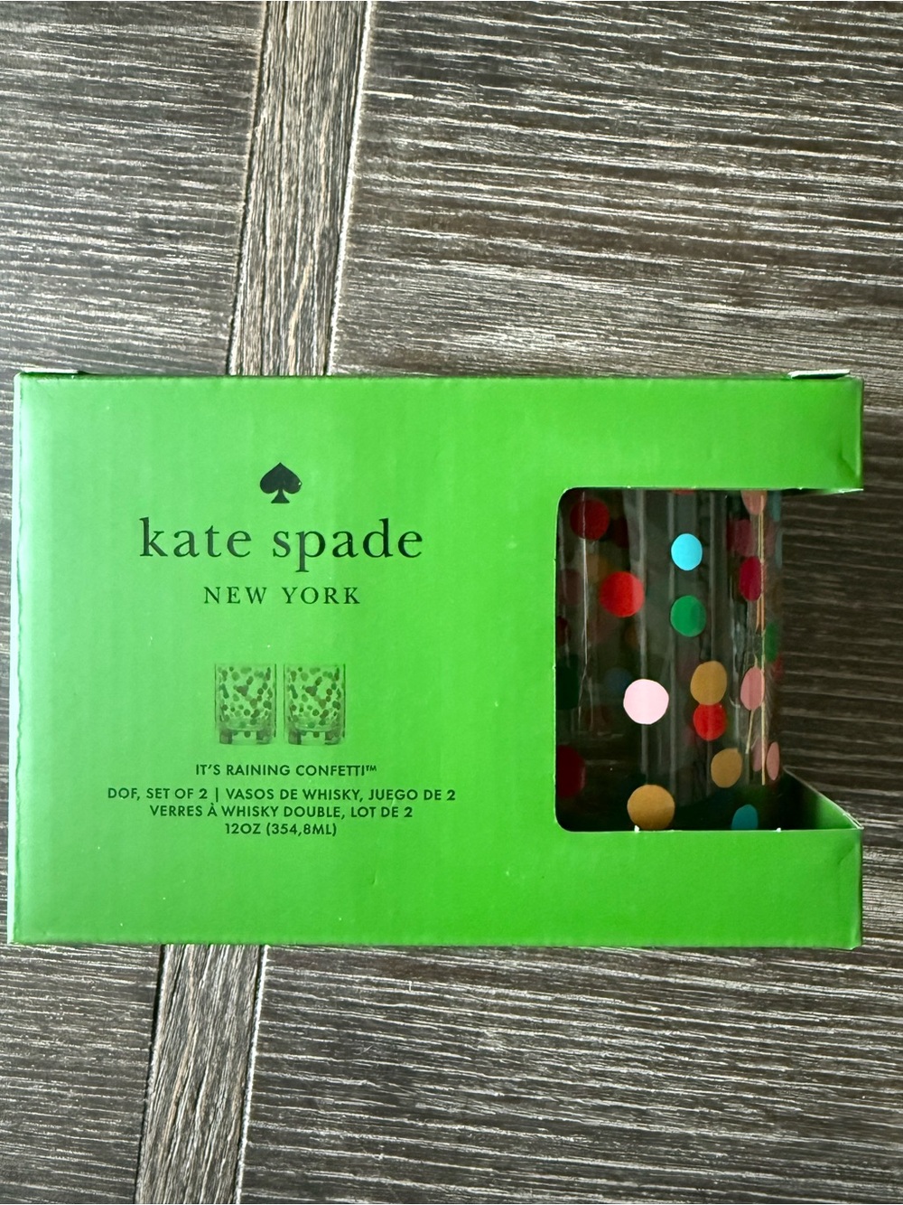 NWT Kate Spade Raining Confetti Drinking Glasses